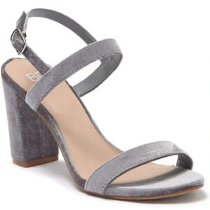 BP Luna Velvet Heels Strappy Block Grey Velvet 7.5
